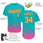 Maillot de baseball authentique City Diego jaune-rose Aqua 3D San Custom Fade Edition Maillot de baseball authentique City Diego jaune-rose Aqua 3D San Custom Fade Edition