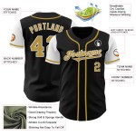Maillot de baseball personnalisé, couleur or, blanc et noir, ancien ton, authentique Maillot de baseball personnalisé, couleur or, blanc et noir, ancien ton, authentique