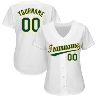 Maillot de baseball blanc vert-or personnalisé Maillot de baseball blanc vert-or personnalisé