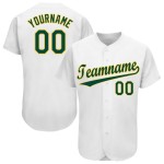 Maillot de baseball blanc vert-or personnalisé Maillot de baseball blanc vert-or personnalisé