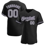 Maillot de baseball noir personnalisé authentique gris-violet Maillot de baseball noir personnalisé authentique gris-violet