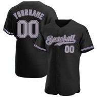 Maillot de baseball noir personnalisé authentique gris-violet