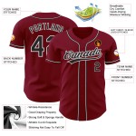 Maillot de baseball personnalisé noir et blanc authentique cramoisi Maillot de baseball personnalisé noir et blanc authentique cramoisi