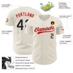 Maillot de baseball personnalisé crème authentique noir-rouge Maillot de baseball personnalisé crème authentique noir-rouge