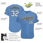 Maillot de baseball personnalisé authentique blanc-ancien, rayures blanches, or, bleu clair Maillot de baseball personnalisé authentique blanc-ancien, rayures blanches, or, bleu clair