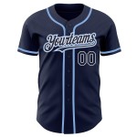 Maillot de baseball bleu marine authentique personnalisé blanc clair Maillot de baseball bleu marine authentique personnalisé blanc clair