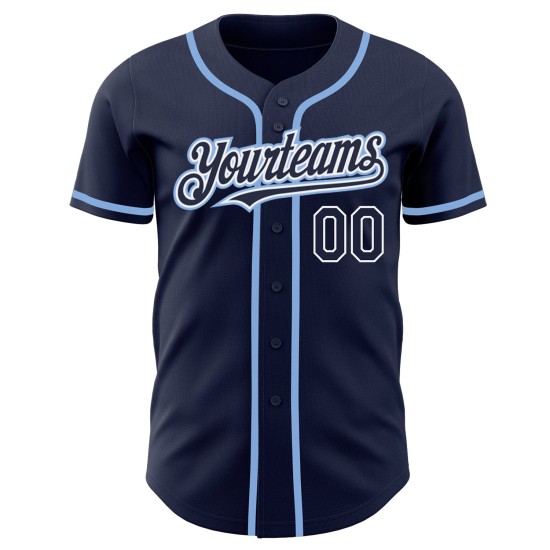 Maillot de baseball bleu marine authentique personnalisé blanc clair Maillot de baseball bleu marine authentique personnalisé blanc clair