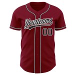 Maillot de baseball personnalisé noir et blanc authentique cramoisi Maillot de baseball personnalisé noir et blanc authentique cramoisi