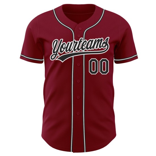 Maillot de baseball personnalisé noir et blanc authentique cramoisi Maillot de baseball personnalisé noir et blanc authentique cramoisi