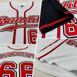 Maillot de baseball personnalisé authentique rouge et noir, ton blanc