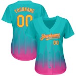 Maillot de baseball authentique City Diego jaune-rose Aqua 3D San Custom Fade Edition Maillot de baseball authentique City Diego jaune-rose Aqua 3D San Custom Fade Edition