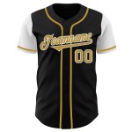 Maillot de baseball personnalisé, couleur or, blanc et noir, ancien ton, authentique Maillot de baseball personnalisé, couleur or, blanc et noir, ancien ton, authentique