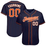 Maillot de baseball personnalisé authentique orange-blanc bleu marine à rayures orange Maillot de baseball personnalisé authentique orange-blanc bleu marine à rayures orange