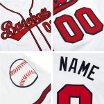 Maillot de baseball personnalisé blanc authentique rouge-noir Maillot de baseball personnalisé blanc authentique rouge-noir
