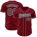 Maillot de baseball personnalisé noir et blanc authentique cramoisi Maillot de baseball personnalisé noir et blanc authentique cramoisi