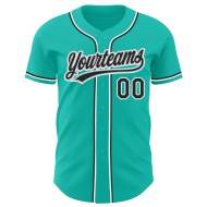 Maillot de baseball personnalisé authentique Aqua noir-gris