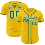 Maillot de baseball personnalisé Kelly jaune vert-blanc authentique Maillot de baseball personnalisé Kelly jaune vert-blanc authentique