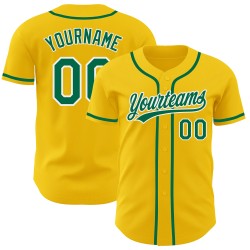 Maillot de baseball personnalisé Kelly jaune vert-blanc authentique