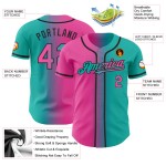 Maillot de baseball dégradé Aqua Fashion personnalisé rose-noir authentique Maillot de baseball dégradé Aqua Fashion personnalisé rose-noir authentique